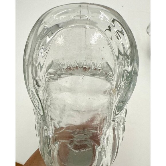Vtg Glass Boot Mug Set Of 2 Made In Canada Embossed Design Clear Glass Cowboy - Picture 6 of 10